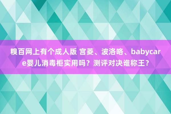 糗百网上有个成人版 宫菱、波洛咯、babycare婴儿消毒柜实用吗？测评对决谁称王？