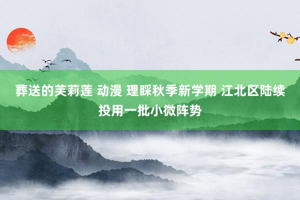 葬送的芙莉莲 动漫 理睬秋季新学期 江北区陆续投用一批小微阵势