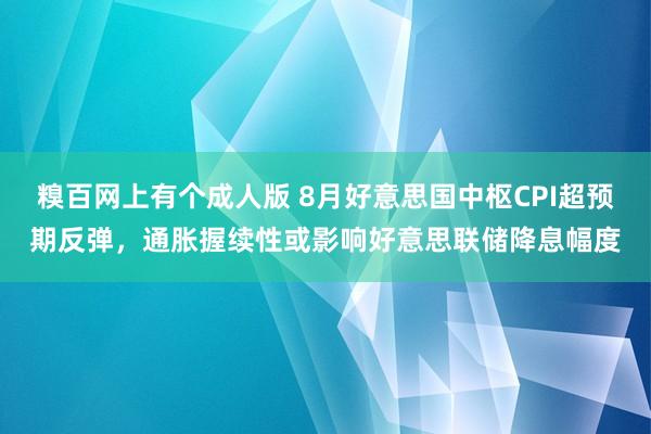 糗百网上有个成人版 8月好意思国中枢CPI超预期反弹，通胀握续性或影响好意思联储降息幅度