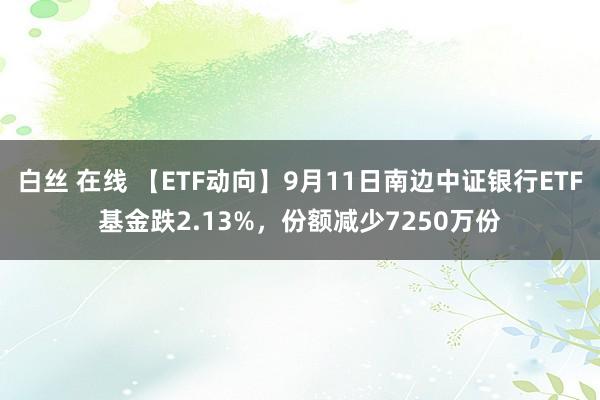 白丝 在线 【ETF动向】9月11日南边中证银行ETF基金跌2.13%，份额减少7250万份