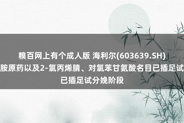 糗百网上有个成人版 海利尔(603639.SH)：唑虫酰胺原药以及2-氯丙烯腈、对氯苯甘氨酸名目已插足试分娩阶段