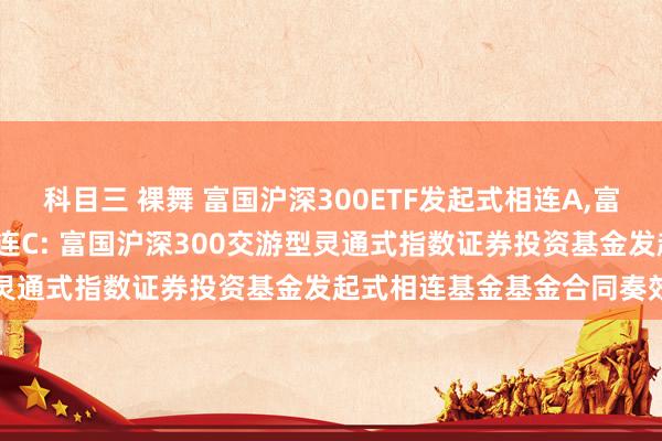 科目三 裸舞 富国沪深300ETF发起式相连A，富国沪深300ETF发起式相连C: 富国沪深300交游型灵通式指数证券投资基金发起式相连基金基金合同奏效公告