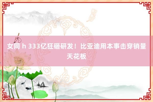 女同 h 333亿狂砸研发！比亚迪用本事击穿销量天花板