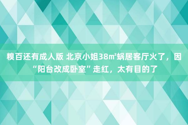 糗百还有成人版 北京小姐38㎡蜗居客厅火了，因“阳台改成卧室”走红，太有目的了