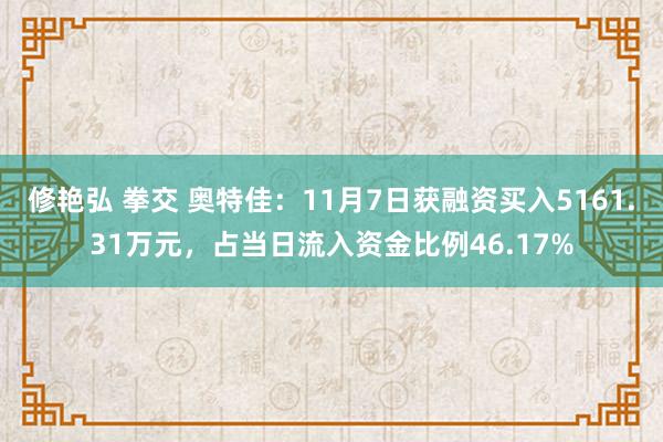 修艳弘 拳交 奥特佳：11月7日获融资买入5161.31万元，占当日流入资金比例46.17%