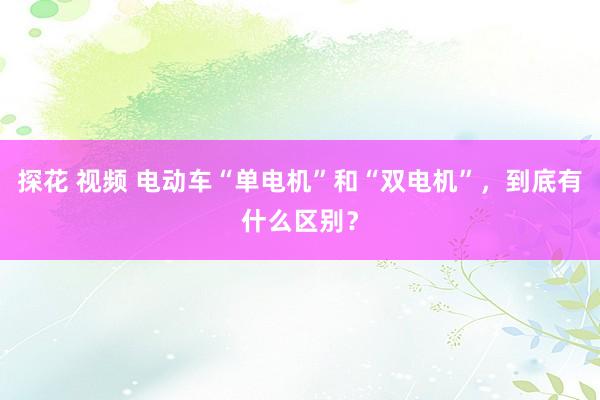 探花 视频 电动车“单电机”和“双电机”，到底有什么区别？