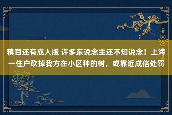 糗百还有成人版 许多东说念主还不知说念！上海一住户砍掉我方在小区种的树，或靠近成倍处罚