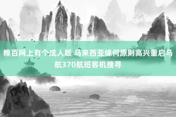 糗百网上有个成人版 马来西亚缘何原则高兴重启马航370航班客机搜寻