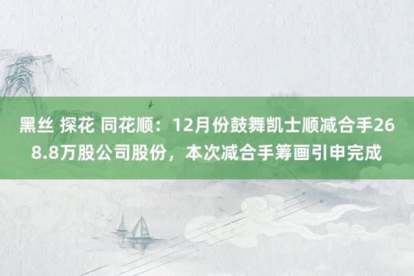 黑丝 探花 同花顺：12月份鼓舞凯士顺减合手268.8万股公司股份，本次减合手筹画引申完成