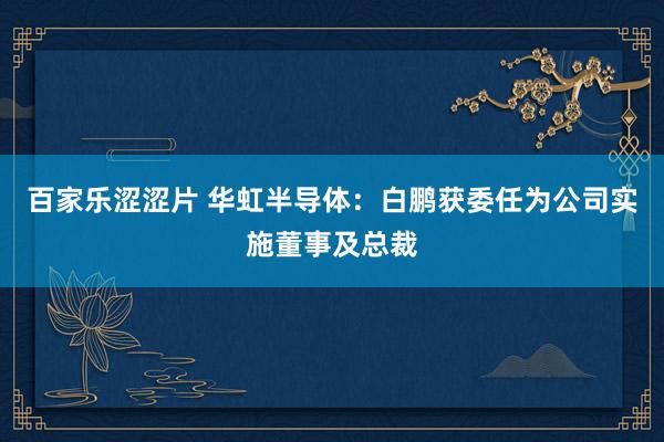 百家乐涩涩片 华虹半导体：白鹏获委任为公司实施董事及总裁