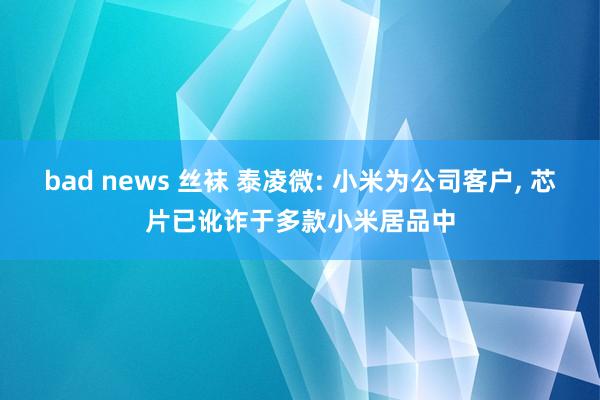 bad news 丝袜 泰凌微: 小米为公司客户， 芯片已讹诈于多款小米居品中