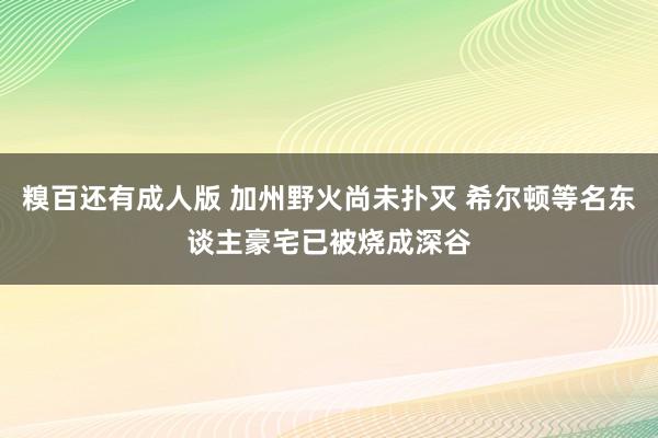 糗百还有成人版 加州野火尚未扑灭 希尔顿等名东谈主豪宅已被烧成深谷