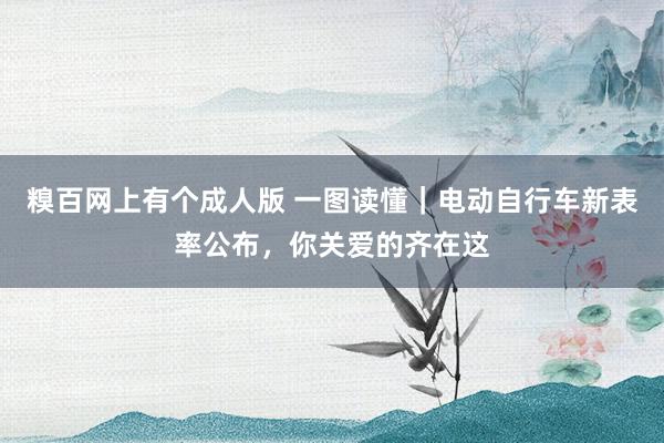 糗百网上有个成人版 一图读懂｜电动自行车新表率公布，你关爱的齐在这