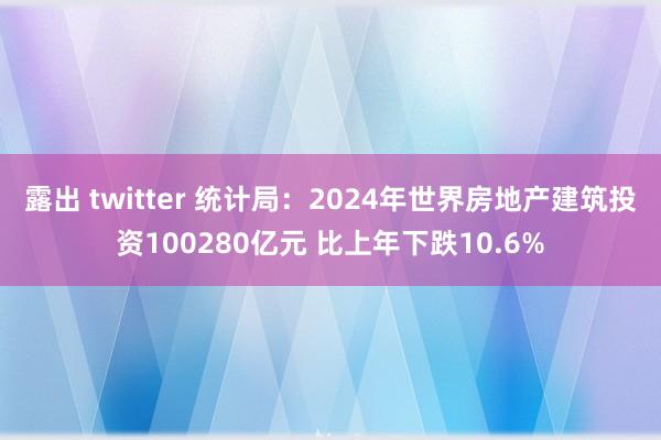 露出 twitter 统计局：2024年世界房地产建筑投资100280亿元 比上年下跌10.6%